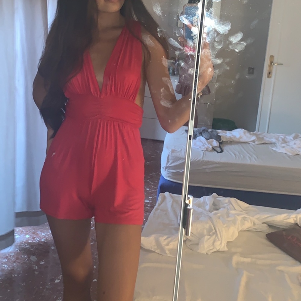 Red PLT Plunge Romper